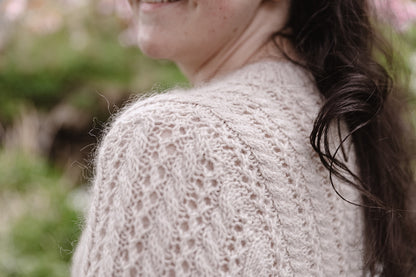 Cathy Cardigan | Charming lace pattern made from Merino and Soft Silk Mohair by Knitting for Olive