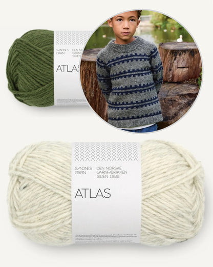 Ridge Sweater Junior | with Scandinavian stripes made from Atlas by Sandnes Garn