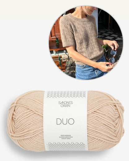 Rigmor Tee | let t-shirt med hulmønster i Duo fra Sandnes Garn