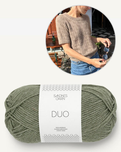 Rigmor Tee | let t-shirt med hulmønster i Duo fra Sandnes Garn