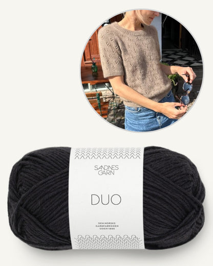 Rigmor Tee | let t-shirt med hulmønster i Duo fra Sandnes Garn