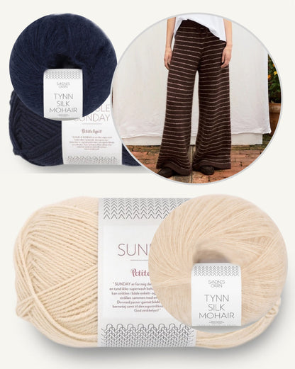 Riley Pants | Lounge pants with fine stripes made from Sunday and Tynn Silk Mohair by Sandnes Garn