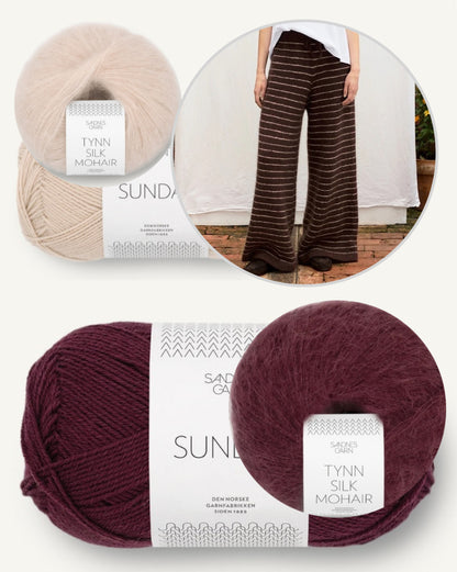 Riley Pants | Lounge pants with fine stripes made from Sunday and Tynn Silk Mohair by Sandnes Garn