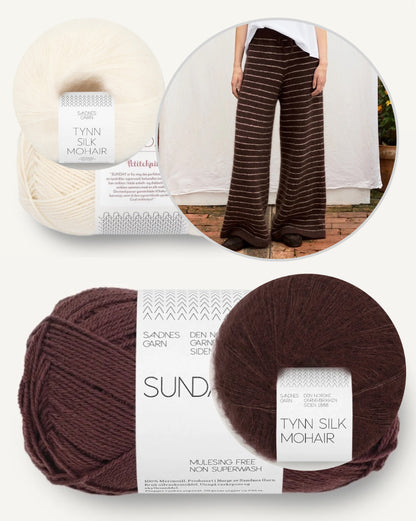 Riley Pants | Lounge pants with fine stripes made from Sunday and Tynn Silk Mohair by Sandnes Garn