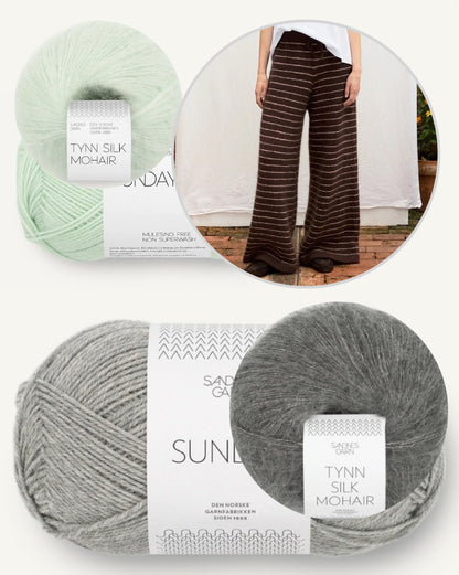Riley Pants | Lounge pants with fine stripes made from Sunday and Tynn Silk Mohair by Sandnes Garn