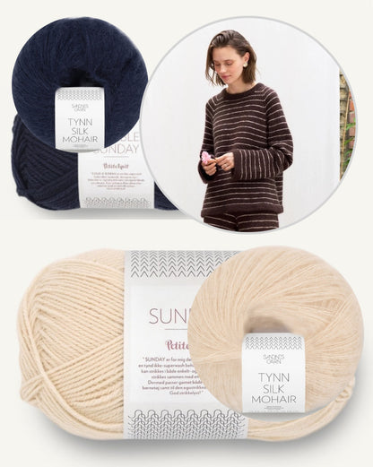 Riley-tröja | lediga fina ränder av Sunday och Tynn Silk Mohair från Sandnes Garn