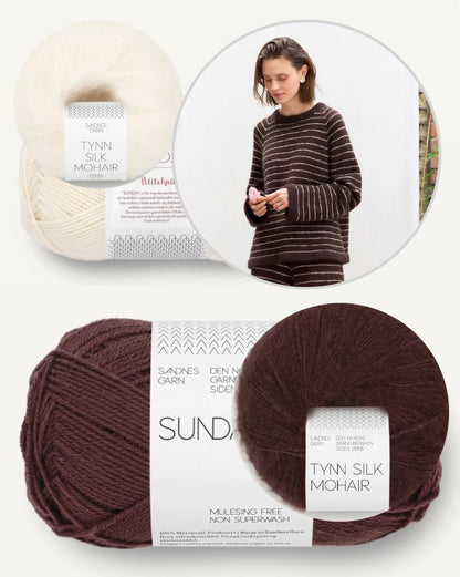Riley-tröja | lediga fina ränder av Sunday och Tynn Silk Mohair från Sandnes Garn
