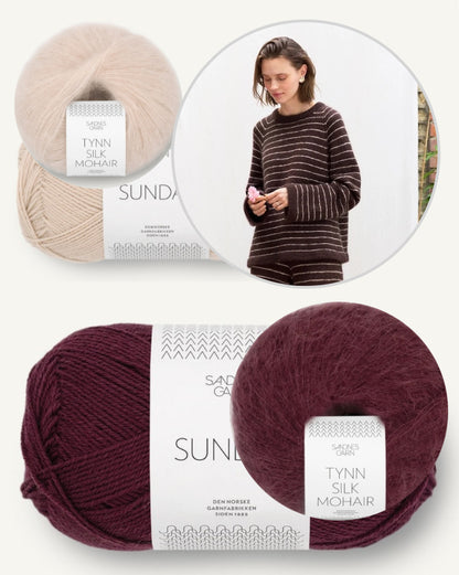 Riley-tröja | lediga fina ränder av Sunday och Tynn Silk Mohair från Sandnes Garn