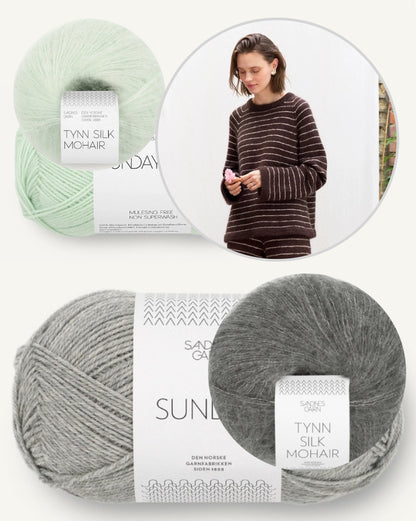 Riley-tröja | lediga fina ränder av Sunday och Tynn Silk Mohair från Sandnes Garn