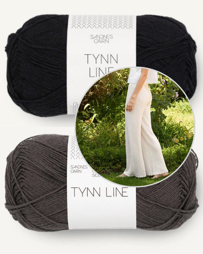 Roselyn Pants | Pantalon basique avec un fin motif ondulé, tricoté en Tynn Line de Sandnes Garn