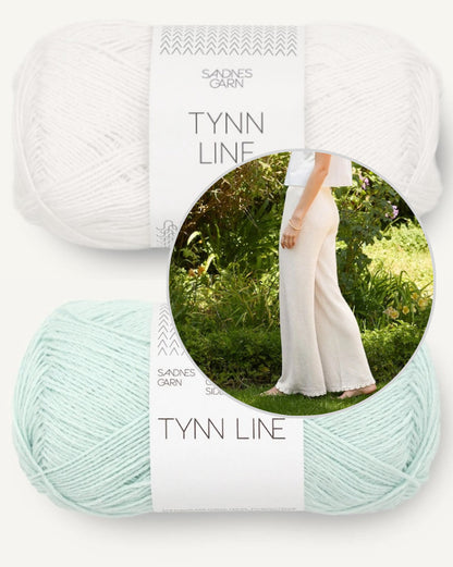 Roselyn Pants | Pantalon basique avec un fin motif ondulé, tricoté en Tynn Line de Sandnes Garn
