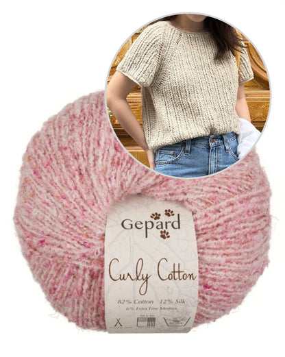 Sablé Top | zarte Bouclé Streifen aus Curly Cotton von Gepard Garn