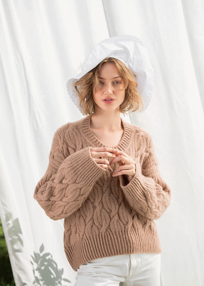 Haley Pullover | wunderschönes Zopfmuster aus Double Sunday und Tynn Silk Mohair von Sandnes Garn