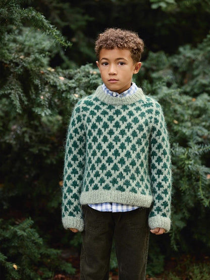 Chandail Sapin de Noël - Enfant | pull de Noël douillet en Kos par Sandnes Garn
