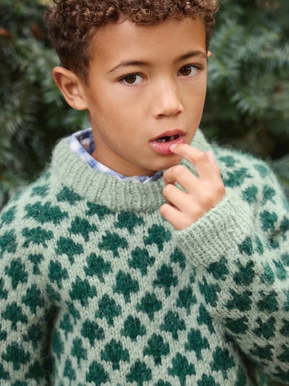 Chandail Sapin de Noël - Enfant | pull de Noël douillet en Kos par Sandnes Garn