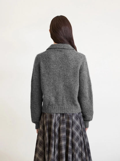 Aria Sweater | fine shirt with polo collar made from Alpakka Folgetrad and Tynn Silk Mohair by Sandnes Garn