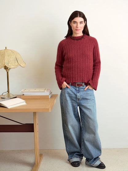 Elva Sweater | feiner Rippenpullover aus Sunday und Tynn Silk Mohair von Sandnes Garn