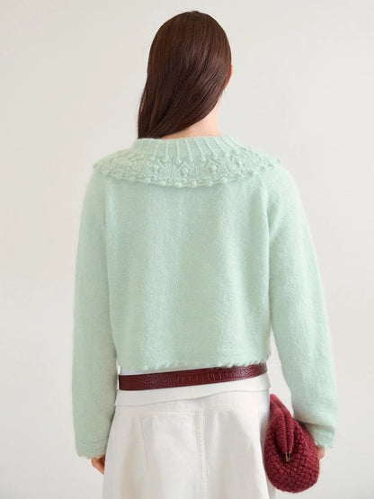 Lilly Blouse | feiner Cardigan mit breitem Kragen aus Alpakka Folgetrad und Tynn Silk Mohair von Sandnes Garn
