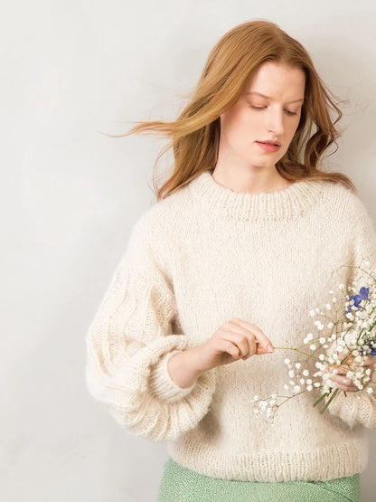Elsa pullover | lihtne unistuste pullover Sandnes Garni lõngadest Borstet Alpakka ja Tynn Silk Mohair