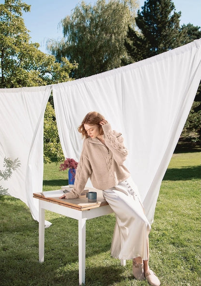 Sienna vetoketjuneule | oversize ja pehmeä, valmistettu Sandnes Garnin Double Sunday- ja Tynn Silk Mohair -langasta