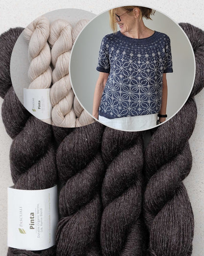 Sashiko Tee | graphic embroidery pattern made from Pinta by Pascuali