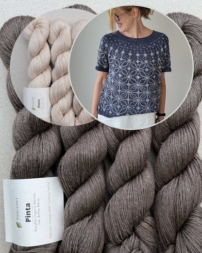 Sashiko Tee | graphic embroidery pattern made from Pinta by Pascuali