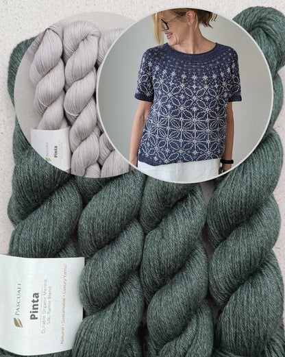 Sashiko Tee | graphic embroidery pattern made from Pinta by Pascuali