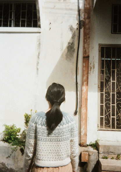 Grain Jumper | porcelain pattern made from Le Petit Organic Cotton and Le Petit Silk Mohair by Biches & Bûches