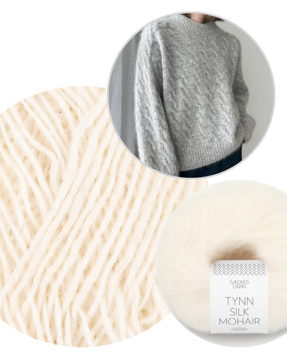 Shoreline Sweater | delicate pattern from Fjallalopi and Tynn Silk Mohair