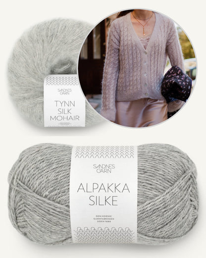 Sophisticable Cardigan | afslappet elegant fletmønster i Alpakka Silke og Tynn Silk Mohair fra Sandnes Garn