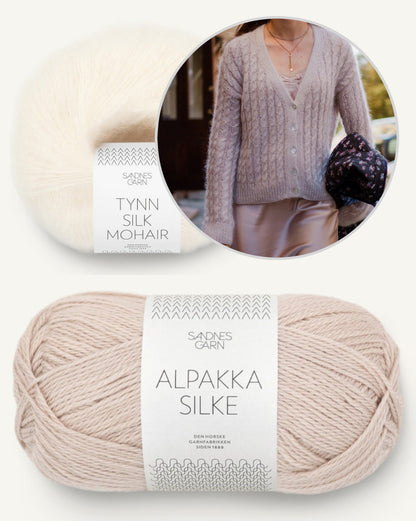 Sophisticable Cardigan | afslappet elegant fletmønster i Alpakka Silke og Tynn Silk Mohair fra Sandnes Garn