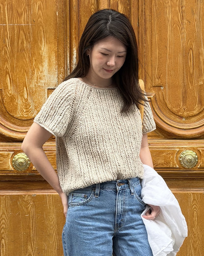Sablé Top | zarte Bouclé Streifen aus Curly Cotton von Gepard Garn