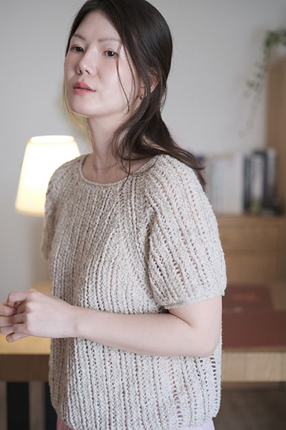 Sablé Top | zarte Bouclé Streifen aus Curly Cotton von Gepard Garn