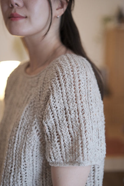 Sablé Top | zarte Bouclé Streifen aus Curly Cotton von Gepard Garn