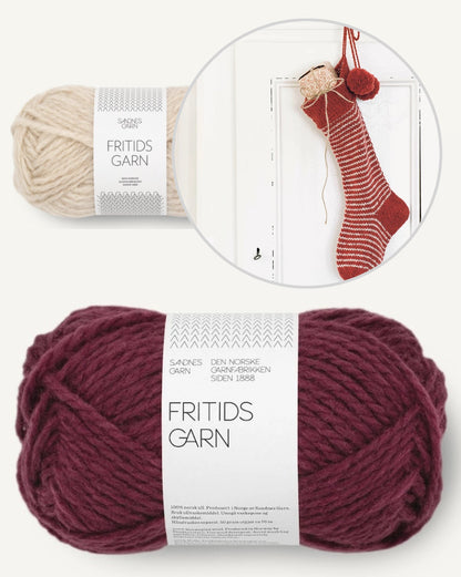 Chaussette de Noël rayée | merveilleusement festive en Fritidsgarn de Sandnes Garn