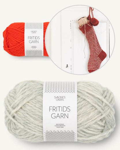 Chaussette de Noël rayée | merveilleusement festive en Fritidsgarn de Sandnes Garn