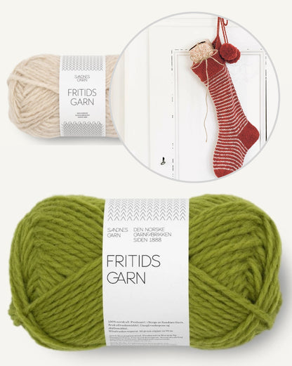 Chaussette de Noël rayée | merveilleusement festive en Fritidsgarn de Sandnes Garn