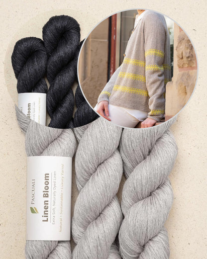 Sunline Cardigan | rayures estivales texturées en Linen Bloom de Pascuali
