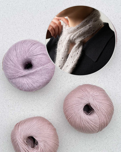 Minischal Tide Eyelets | feines Muster aus Arctic Pearl und Mohair Bliss von Pascuali