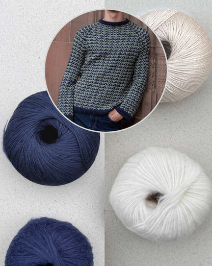 Trigon Sweater | Motif jacquard avec Suave et Arctic Pearl de Pascuali