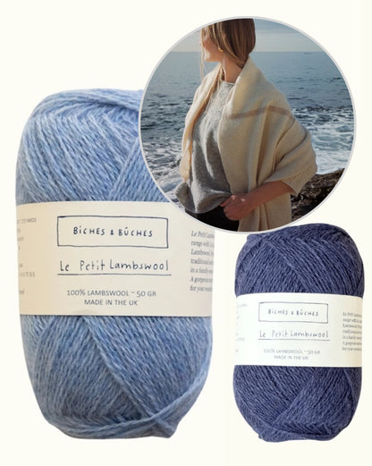Châle n° 60 | grand châle avec de fines rayures en Le Petit Lambswool de Biches & Bûches