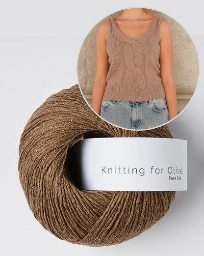 Twisted V-Top | delicate cable with Pure Silk by Knitting for Olive