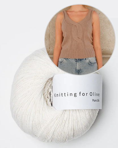 Twisted V-Top | delicate cable with Pure Silk by Knitting for Olive