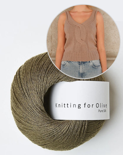 Twisted V-Top | delicate cable with Pure Silk by Knitting for Olive