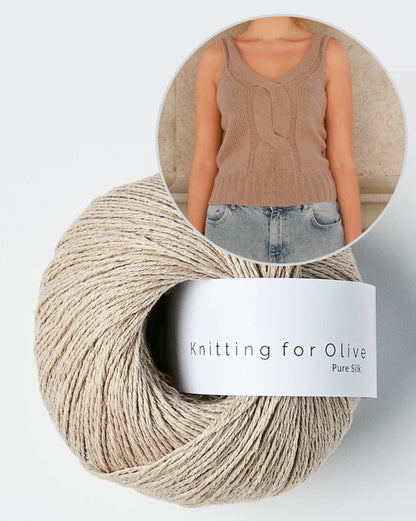Twisted V-Top | delicate cable with Pure Silk by Knitting for Olive