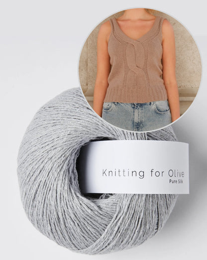 Twisted V-Top | delicate cable with Pure Silk by Knitting for Olive