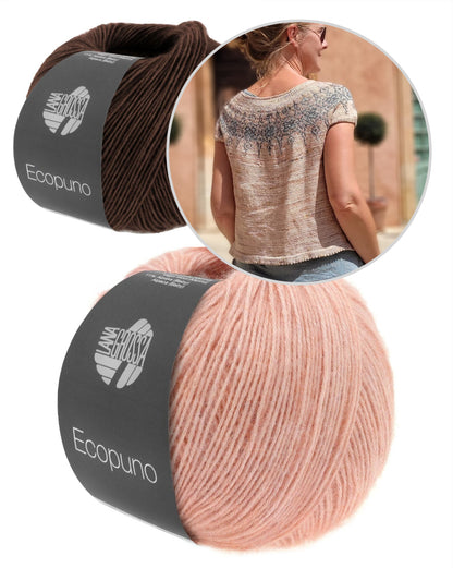 Vicia Tee | romantic pattern made from Ecopuno by Lana Grossa