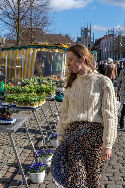 Wochenmarkt Pullover | fortryllende fletmønster i Alpaka Ull fra Sandnes Garn  