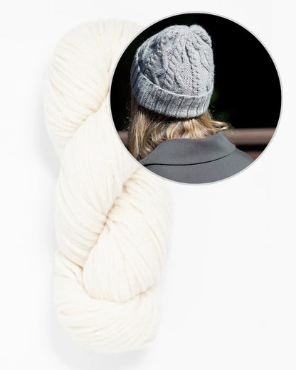 Vokse-hue | hue med kabelstrik i Far fra Woolfolk
